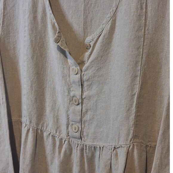 Flax Tunic (or Dress) Womens Medium 100% Linen Pockets Bohemian Lagenlook Hippie - Picture 3 of 9